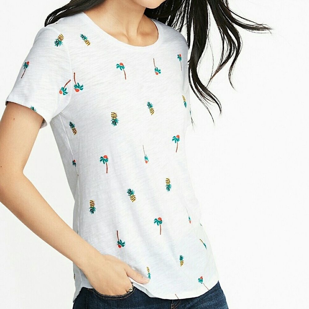Old Navy Tropical Holiday Santa Pineapple Christmas Palm Tree Shirt Top XL